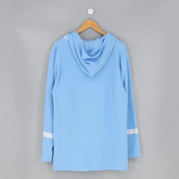 MANCHESTER CITY PUMA Winter Football Jersey Hooded Oversized Sky Blue Size L - Picture 3 of 9